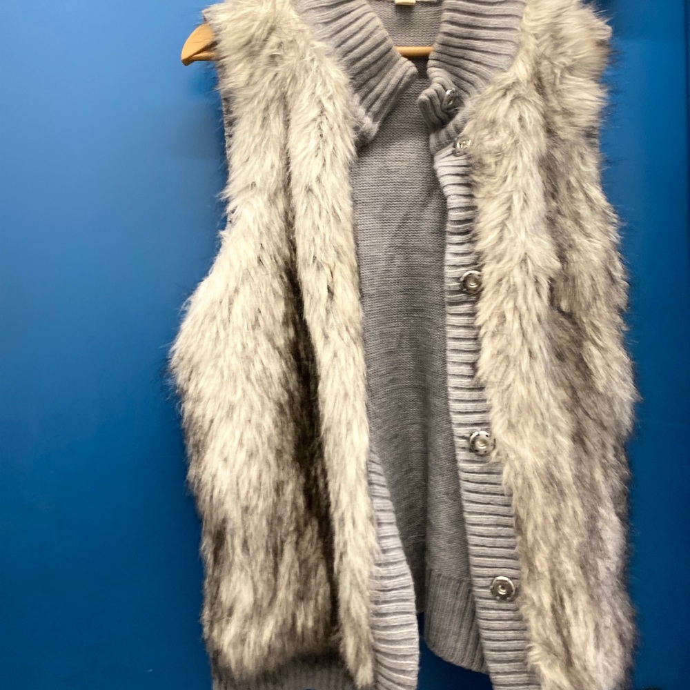 Gray and Faux Fur Vest